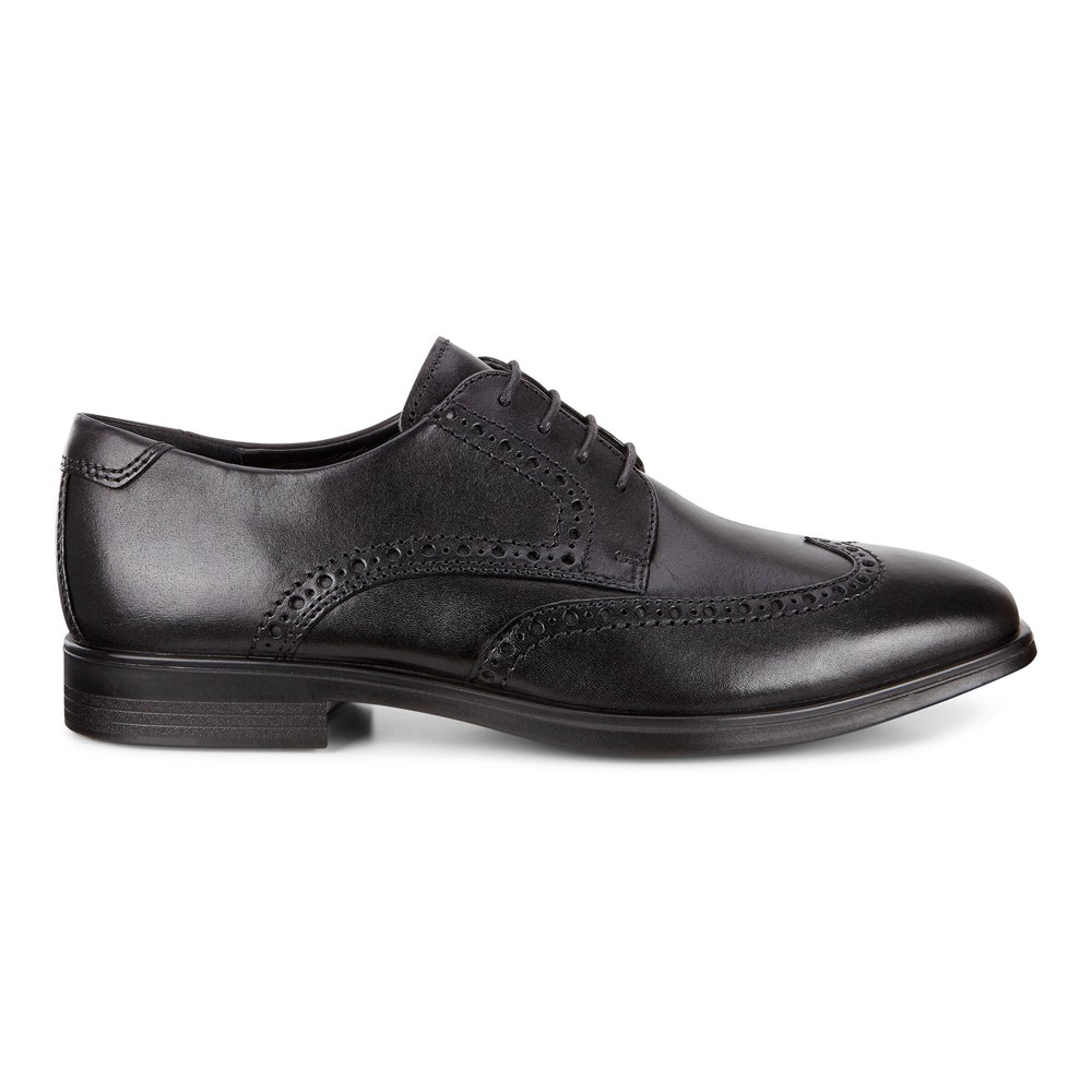 ECCO Mens Dress Shoes Black - Melbourne Wingtip Tie - GOC-789150